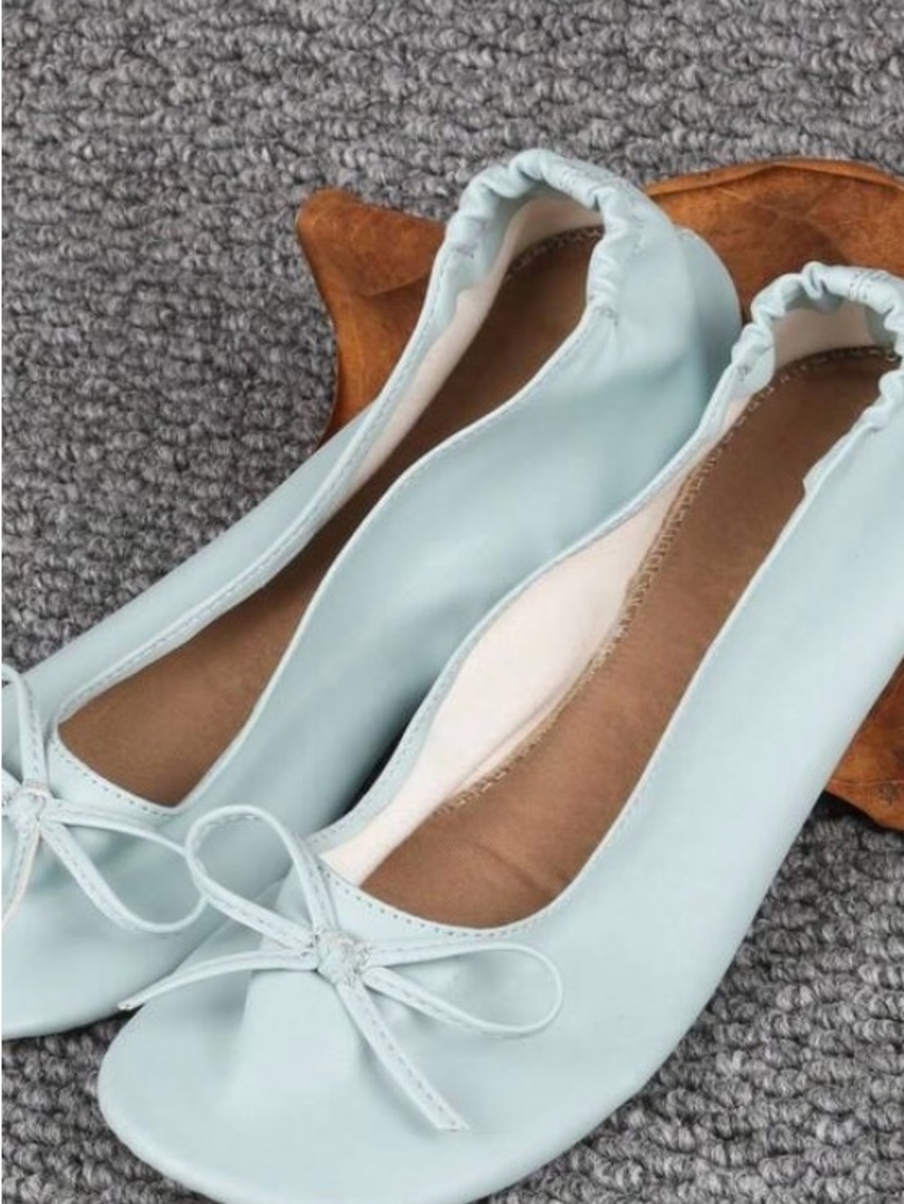 Women’s Light Blue Ballet Flats with Bow